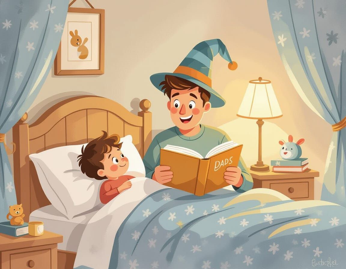 Cozy Bedtime Story Watercolor Illustration