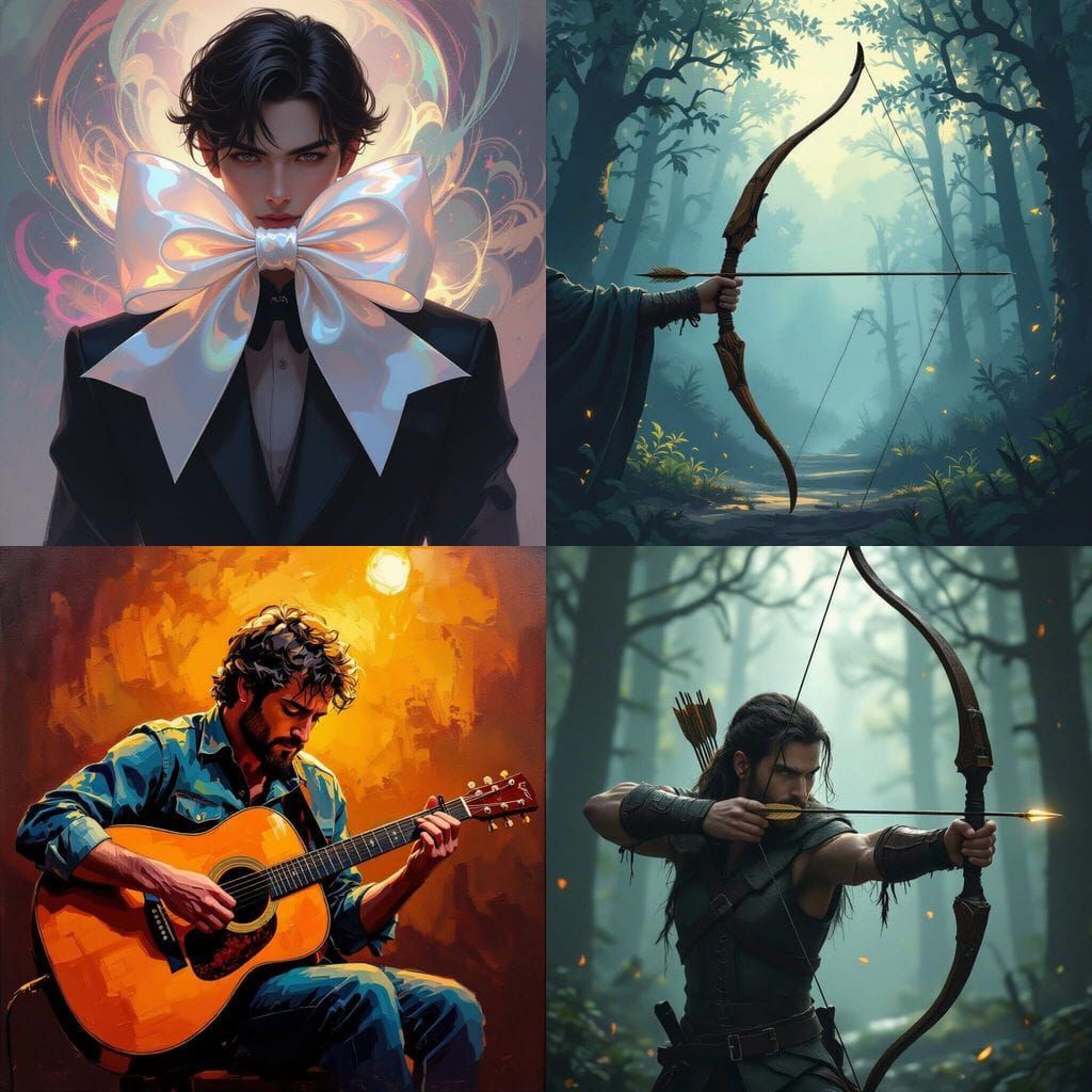 Realistic Archer Holds Bow in Detailed Portrait