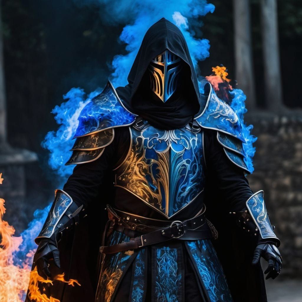 Eerie Face with Ghostly, Fiery Eyes