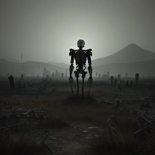 Desolate Bone Graveyard in Dark Fantasy Digital Art