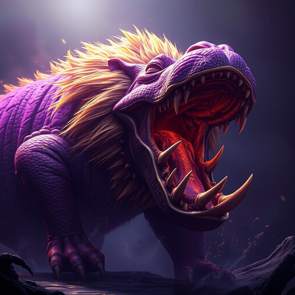 Fantastical Hybrid Beast Emerges from Dark Fantasy Realm