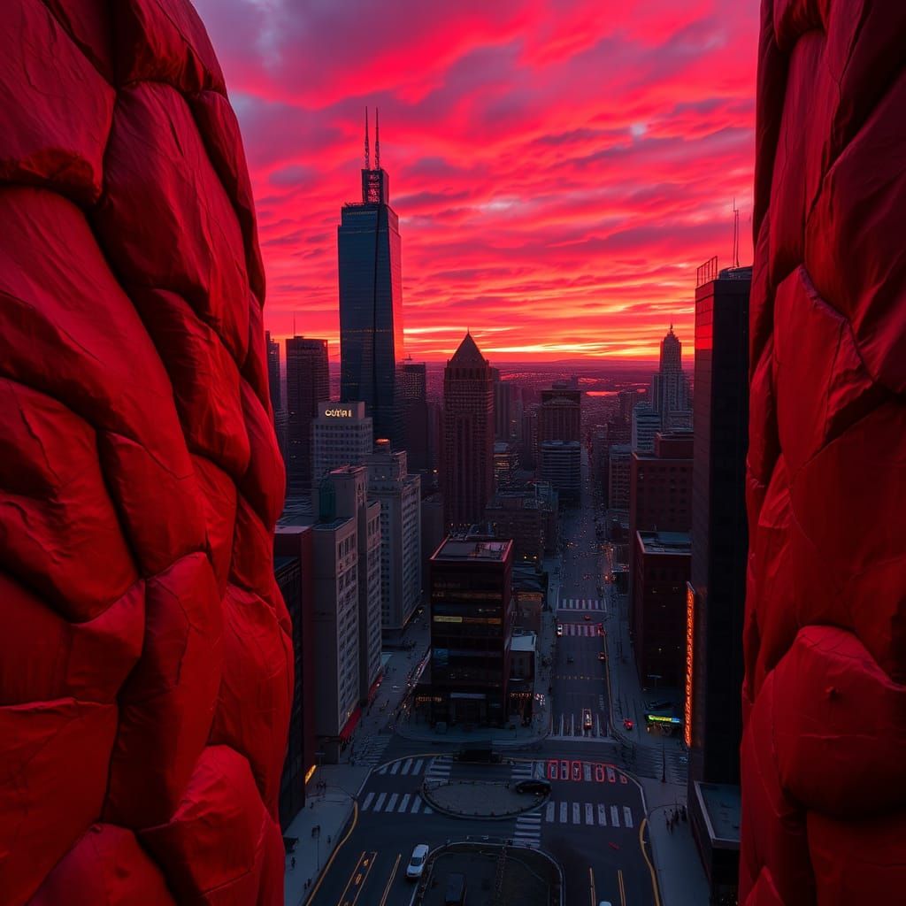 Vibrant Red Hues in Abstract Expressionism Style