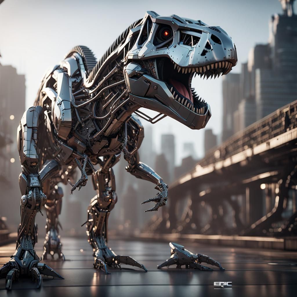 Futuristic Sci-Fi T-Rex with Intricate Mech Details