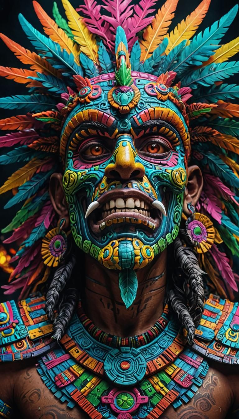 portrait of Aztec god quetzalcoatl