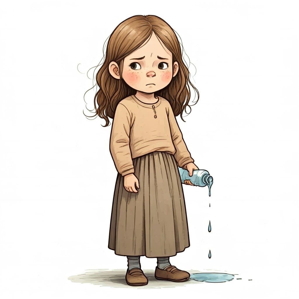 Whimsical Portrait of a Frustrated Young Girl in Semi-Realis...