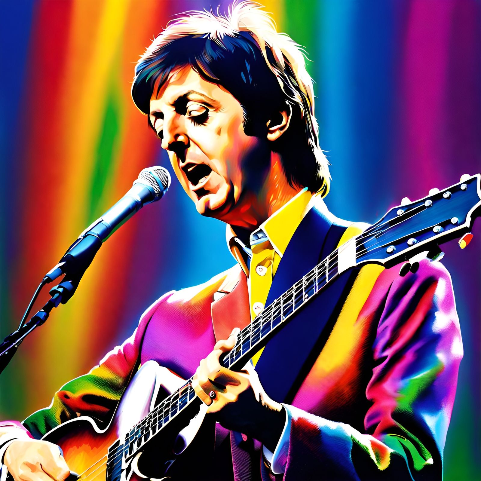 Paul McCartney "Yesterday" Hyperrealistic Splash Art Portrai...