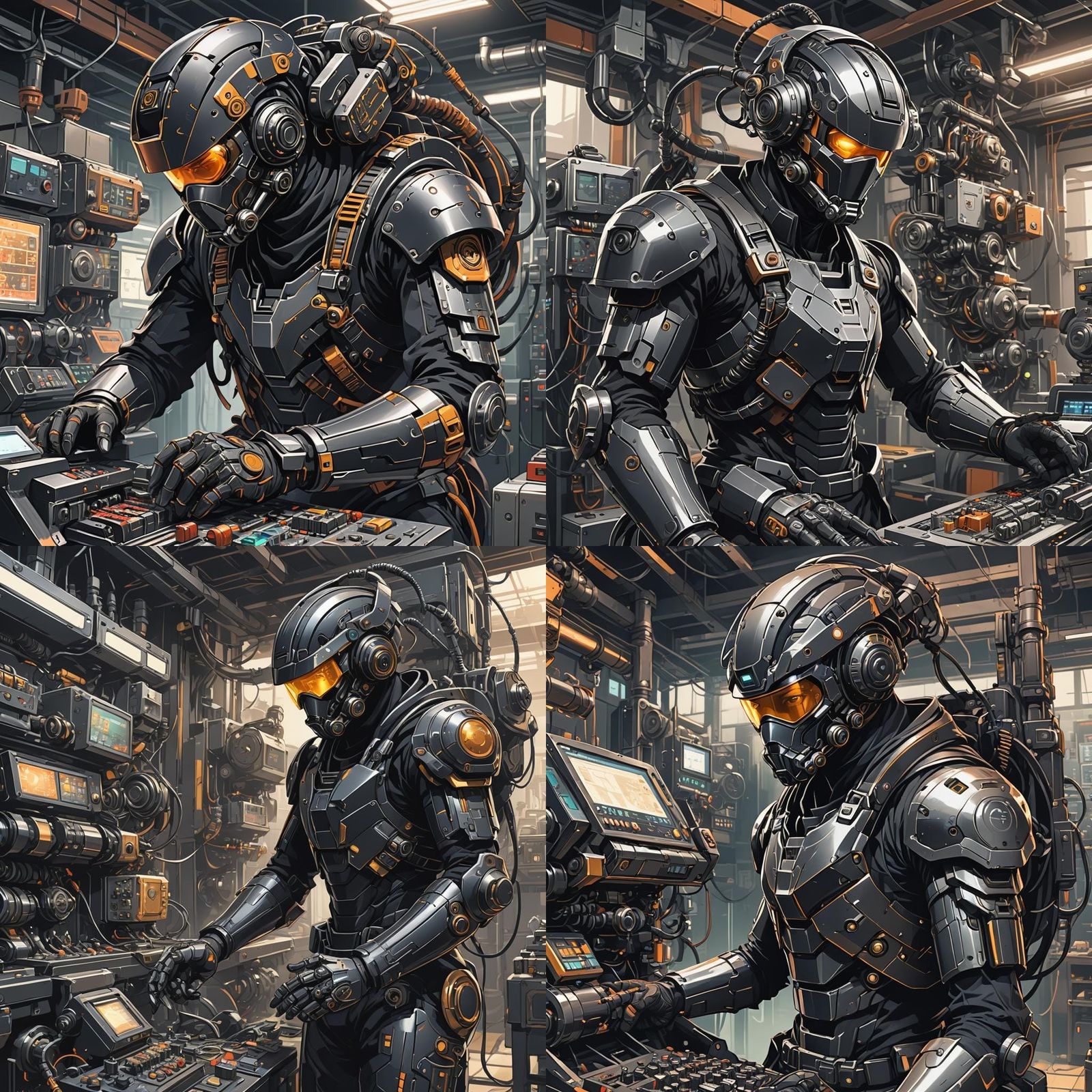 Black Tinkerer Builds Machine: Cel-Shaded Anime Art