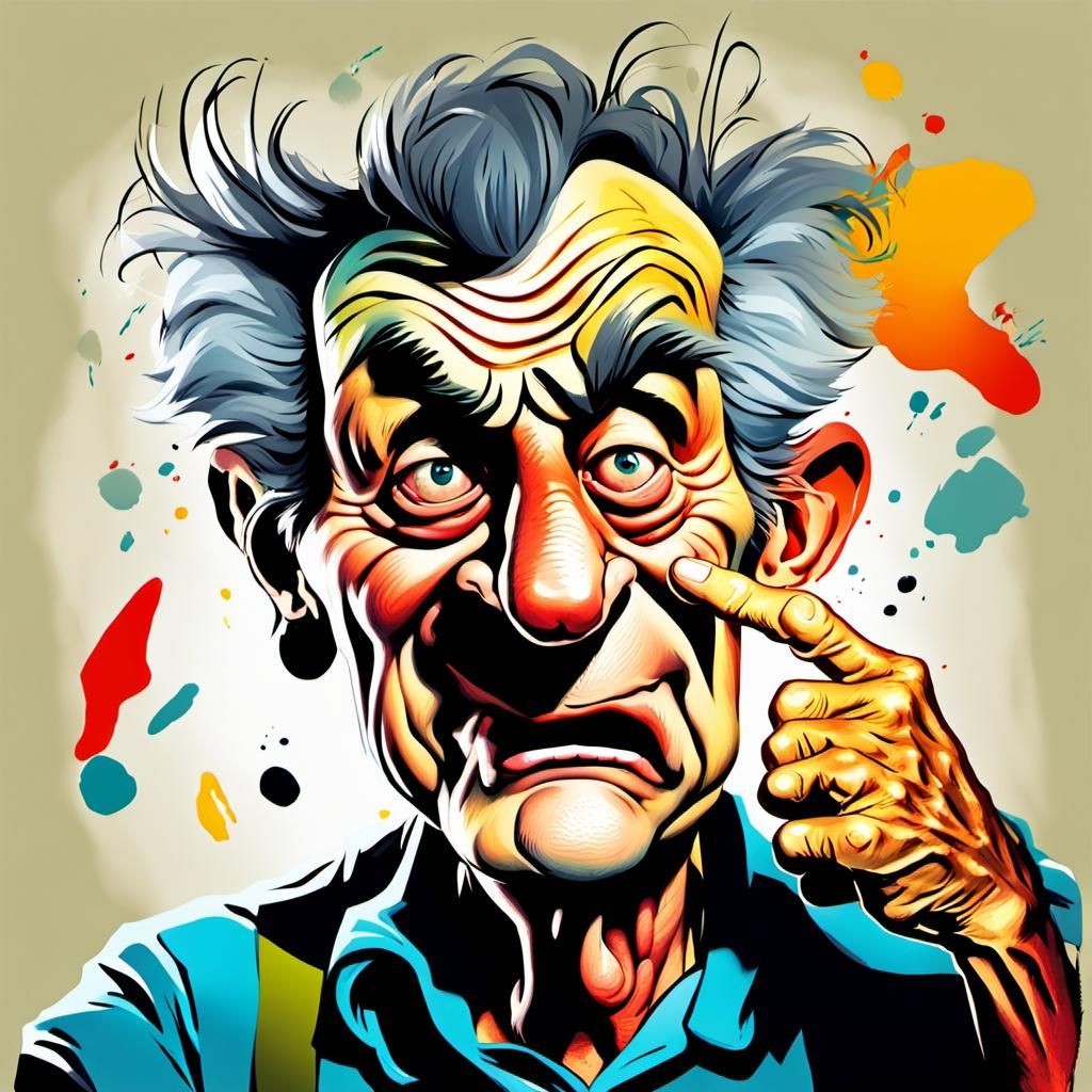 Grotesque Cartoon Portrait with Exaggerated Features