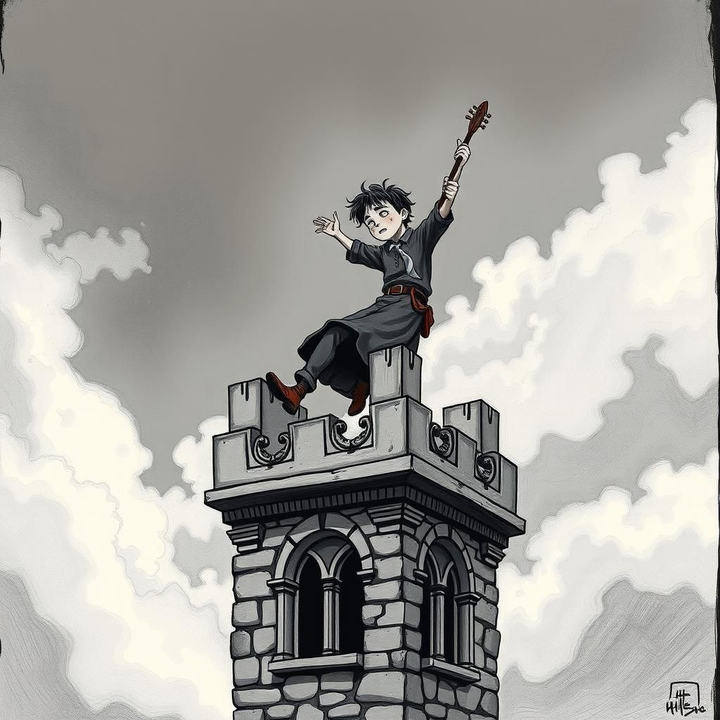 Boy's Descent From Belfry Tower
