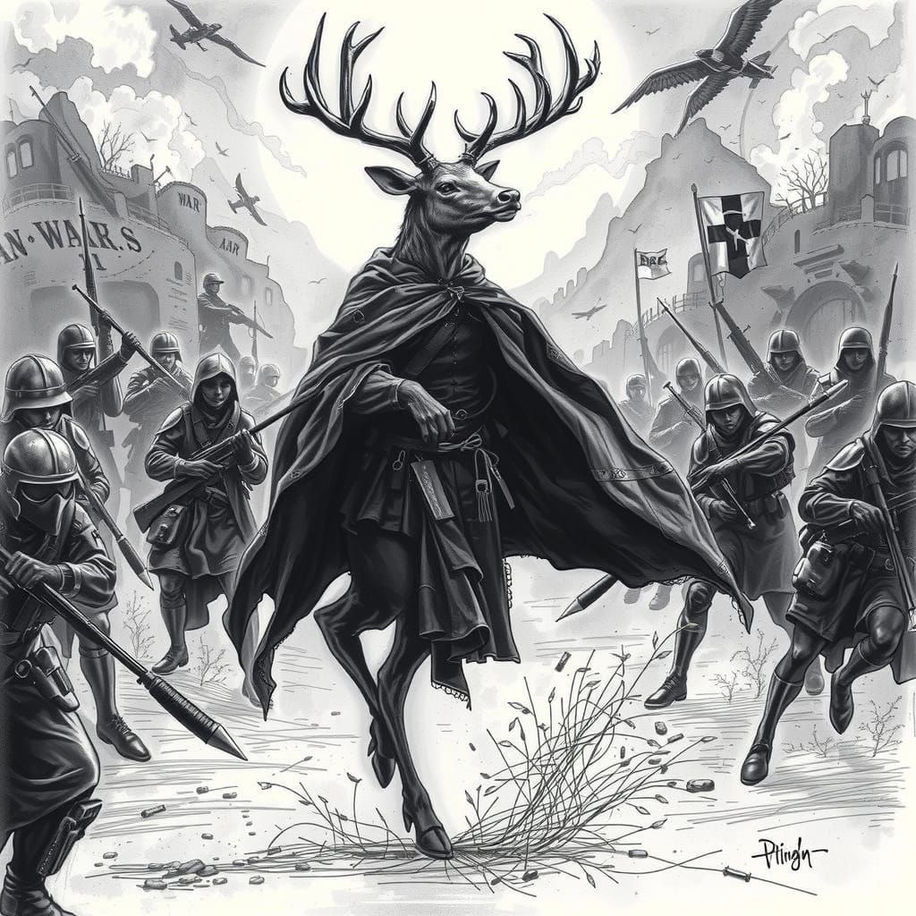 Majestic Deer in Black: A Charcoal Drawing