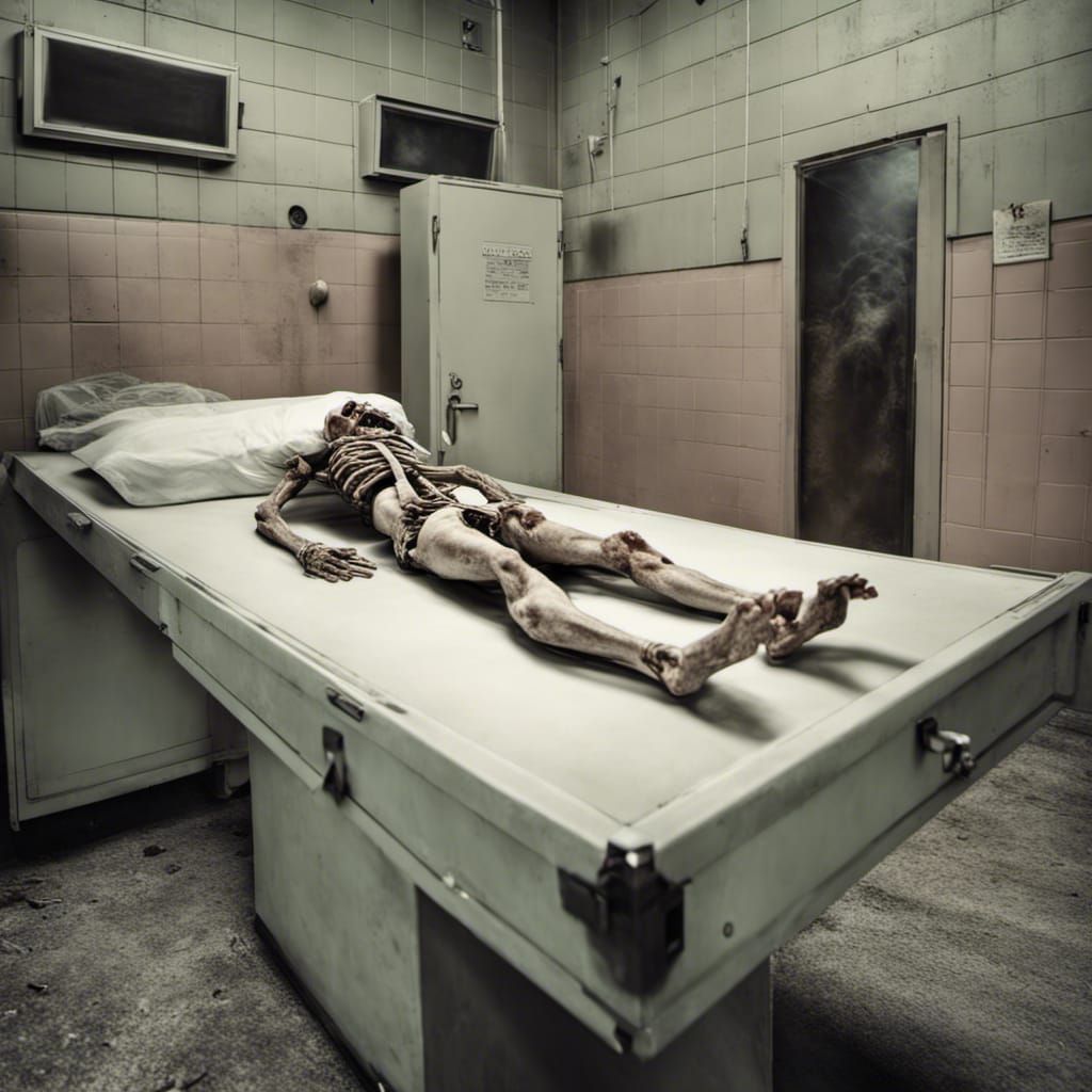 Hyperrealistic Morgue Scene with Animated Corpse