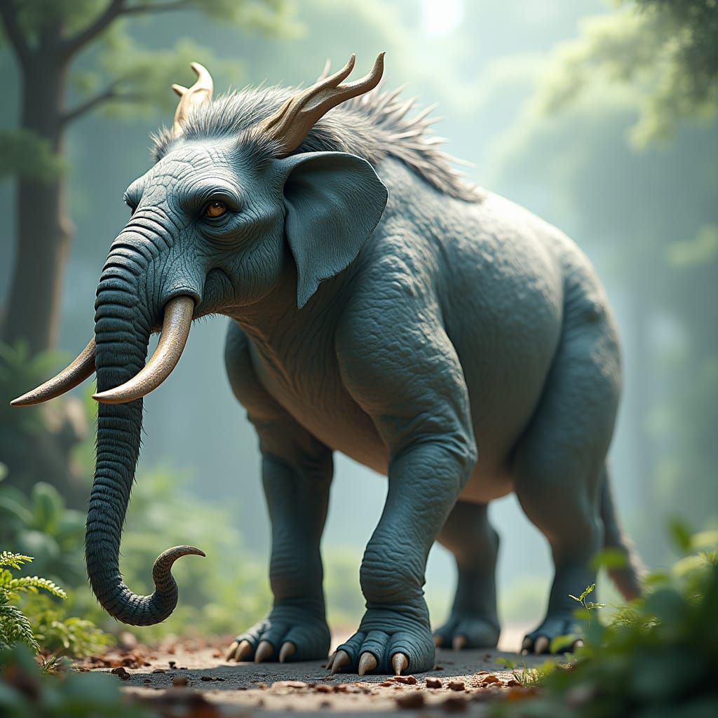 Majestic Hybrid Creature in Anime-Inspired 3D Art