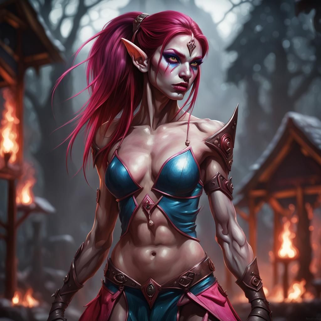 Sinister Blue Elf Dancer in Rutkowski Style
