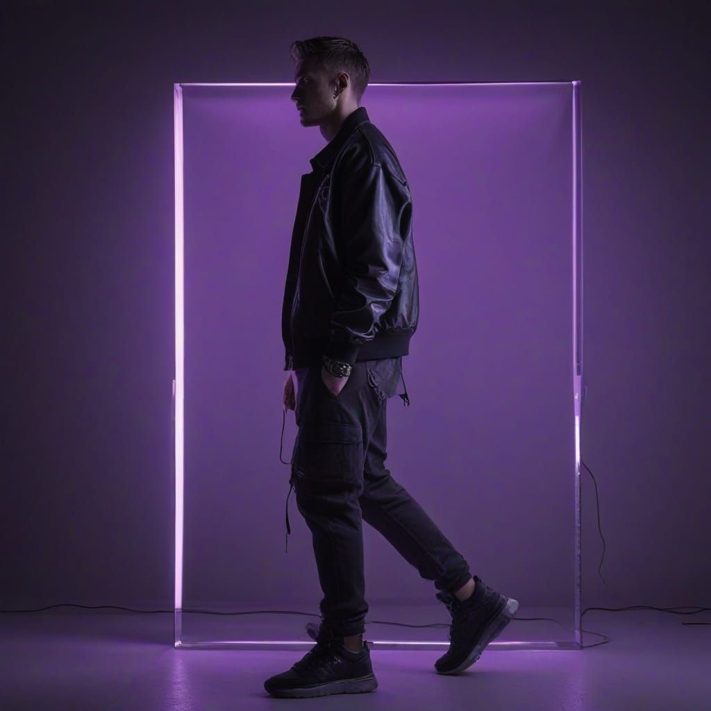 Cyberpunk Fashion Model in Deep Purple Haze