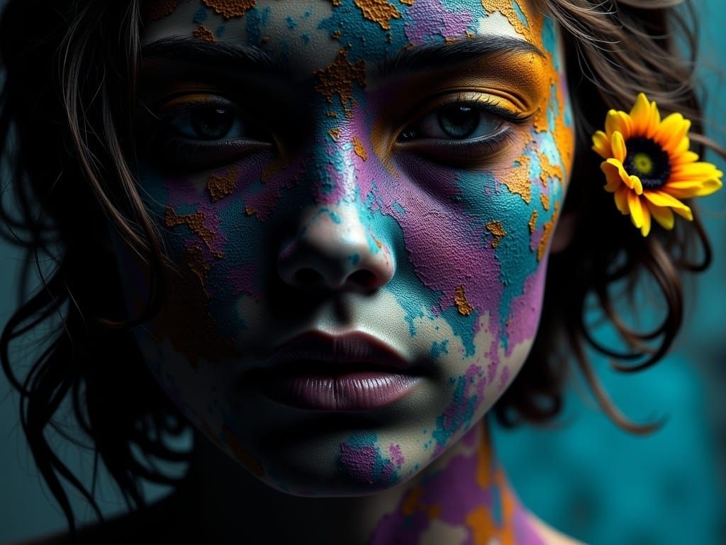 Vibrant Abstract Floral Art with Detailed Textures