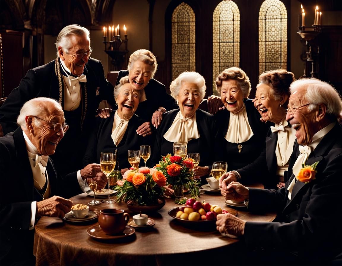 Elderly Friends Share Joyful Laughter