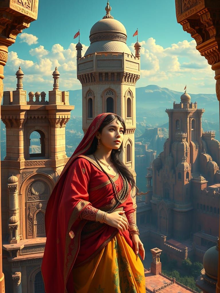 Moorish Princess in Splendid Castle Tower