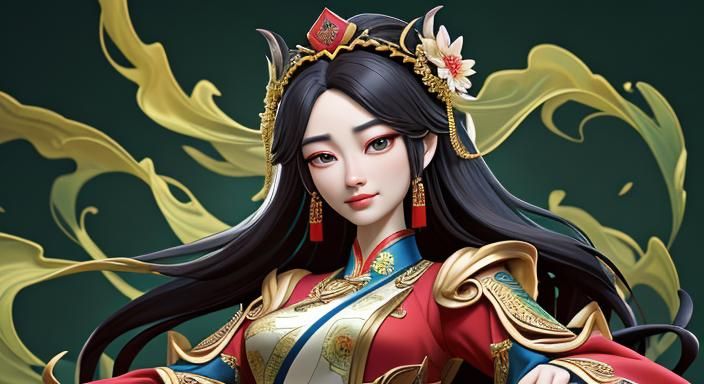Hyperrealistic Queen Mu Yanling Portrait in Dream Garden