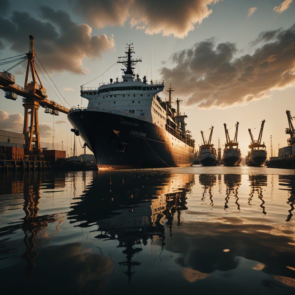 Cinematic Ship Sailing at Golden Hour