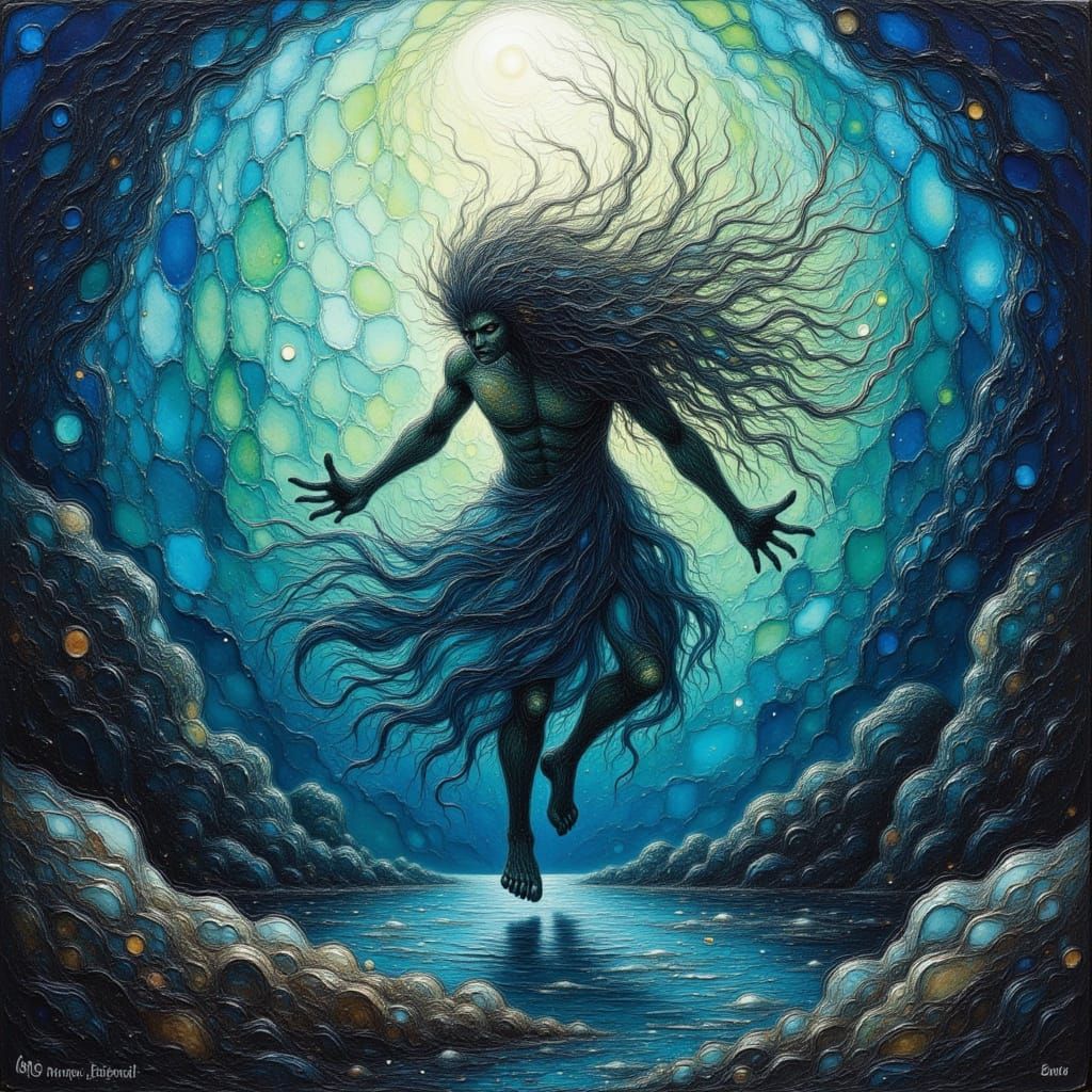 Atlantis Underwater Cityscape in Geometric Style