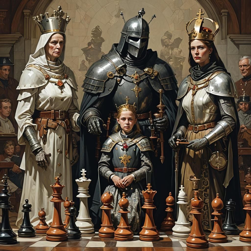 Chess Pieces in a Norman Rockwell Style