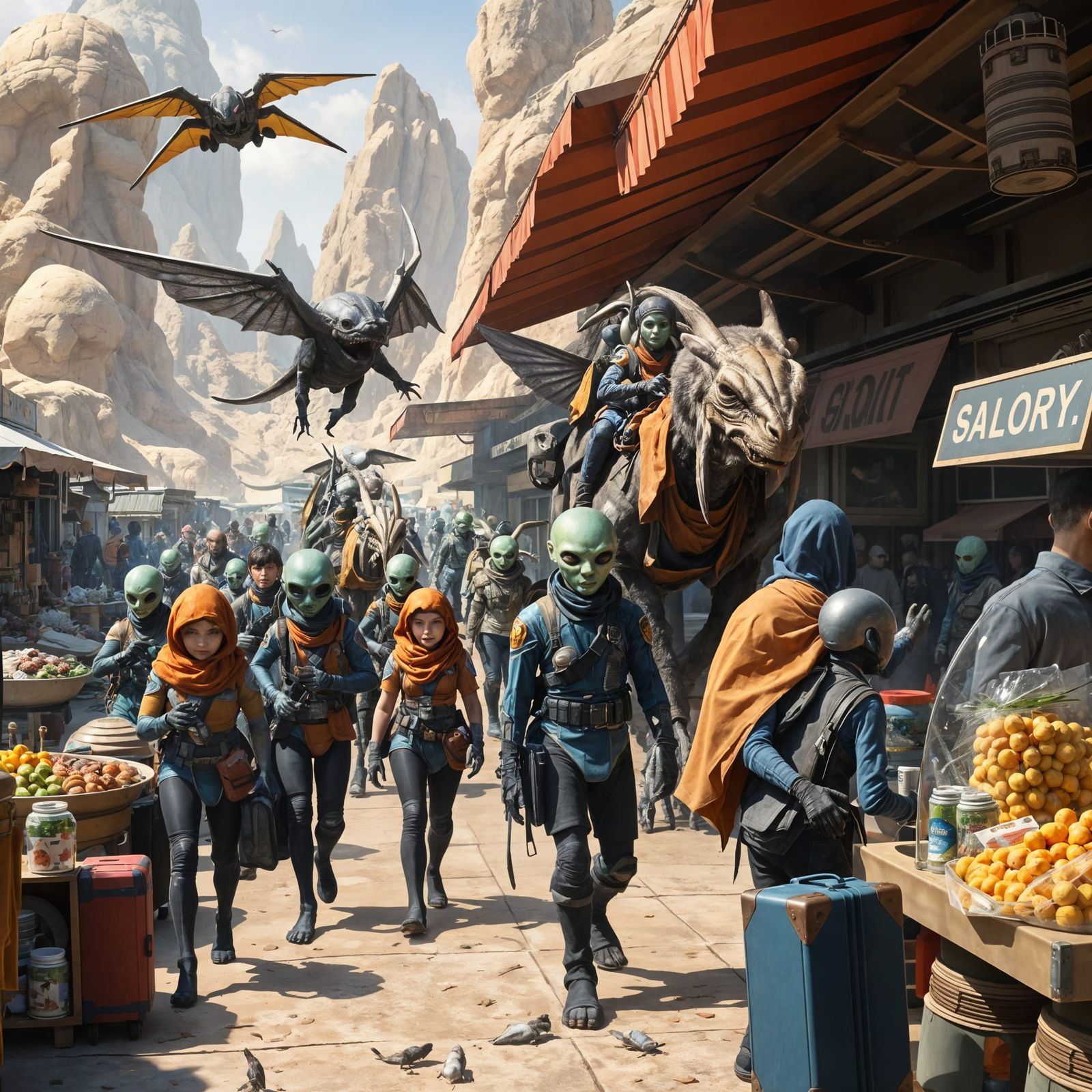 Alien Market on Distant Planet Showcases Inter Species Harmo...