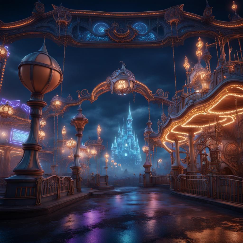 Midnight Ghosts Haunt Abandoned Amusement Park