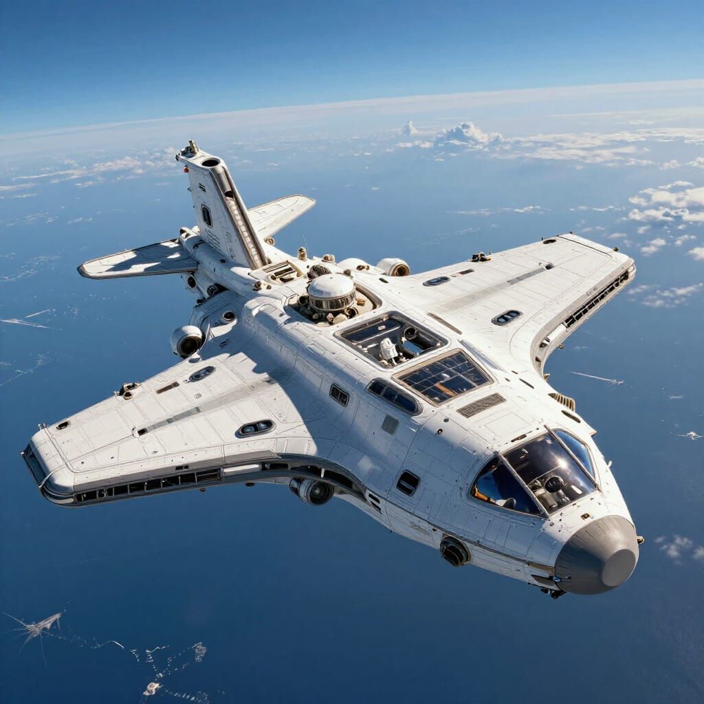 Futuristic Spaceship Navigating Deep Space