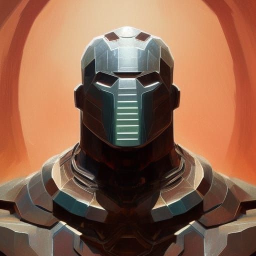 Iron Golem Portrait in Hyperdetailed Style