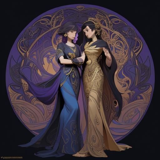 Art Nouveau Logo with Mandalas and Golden Light