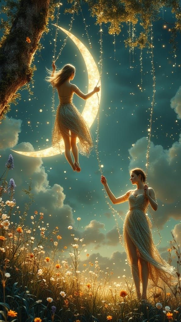 <lora:Exquisite Flux:1.0> A breathtaking crescent moon glows...