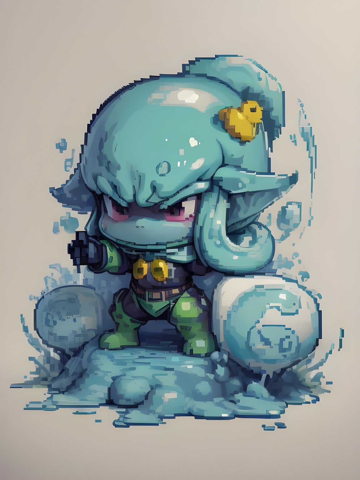Adorable Slime Creature in Detailed Pixel Art