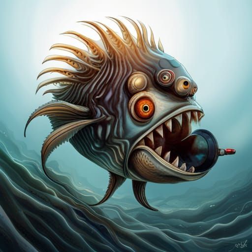 Hyperrealistic Fish-Man News Anchor on CNN