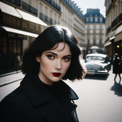 Film Noir Woman Walking in Paris, 1956