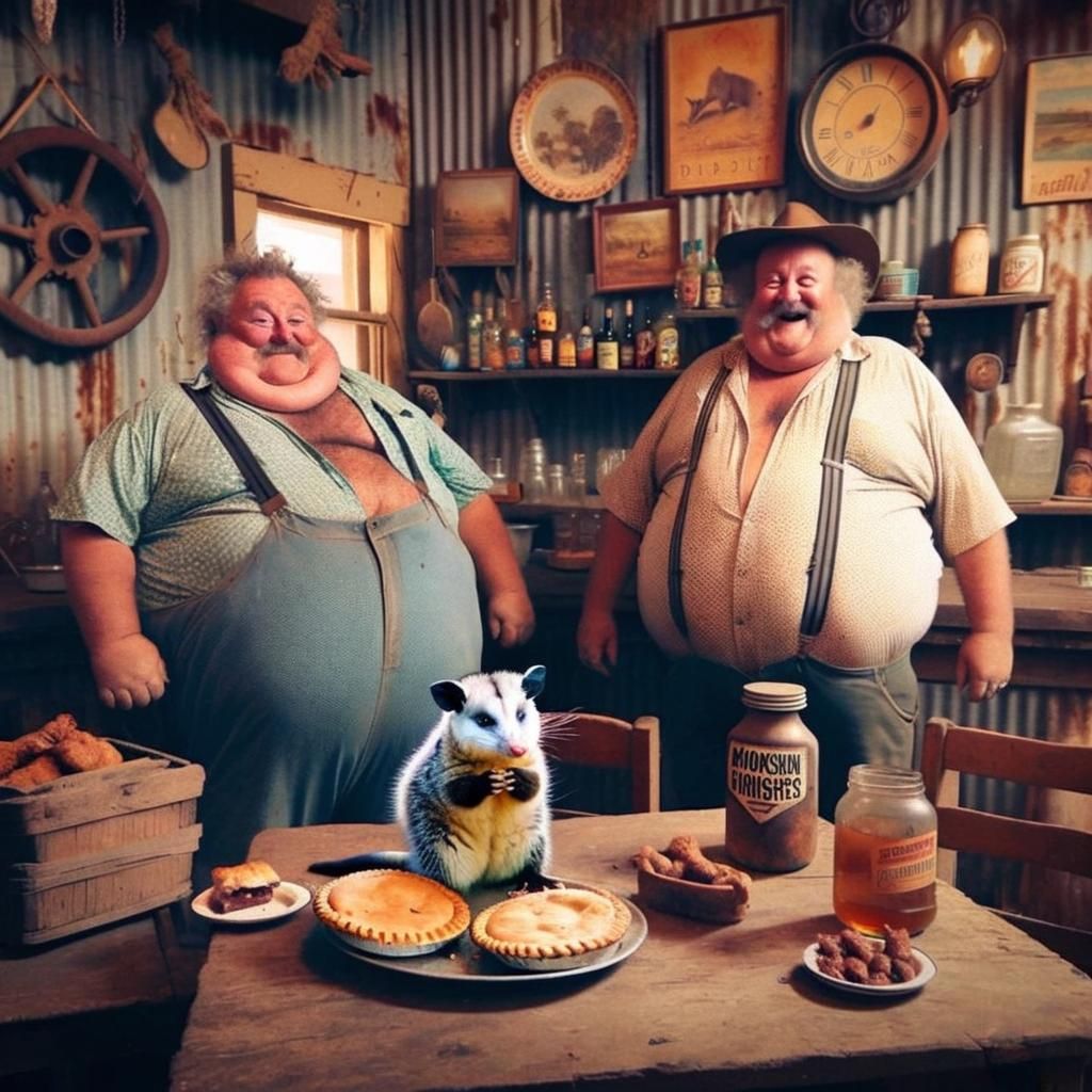 Hyper-Realistic Aussie Pub Scene with Pie-Eating Legends