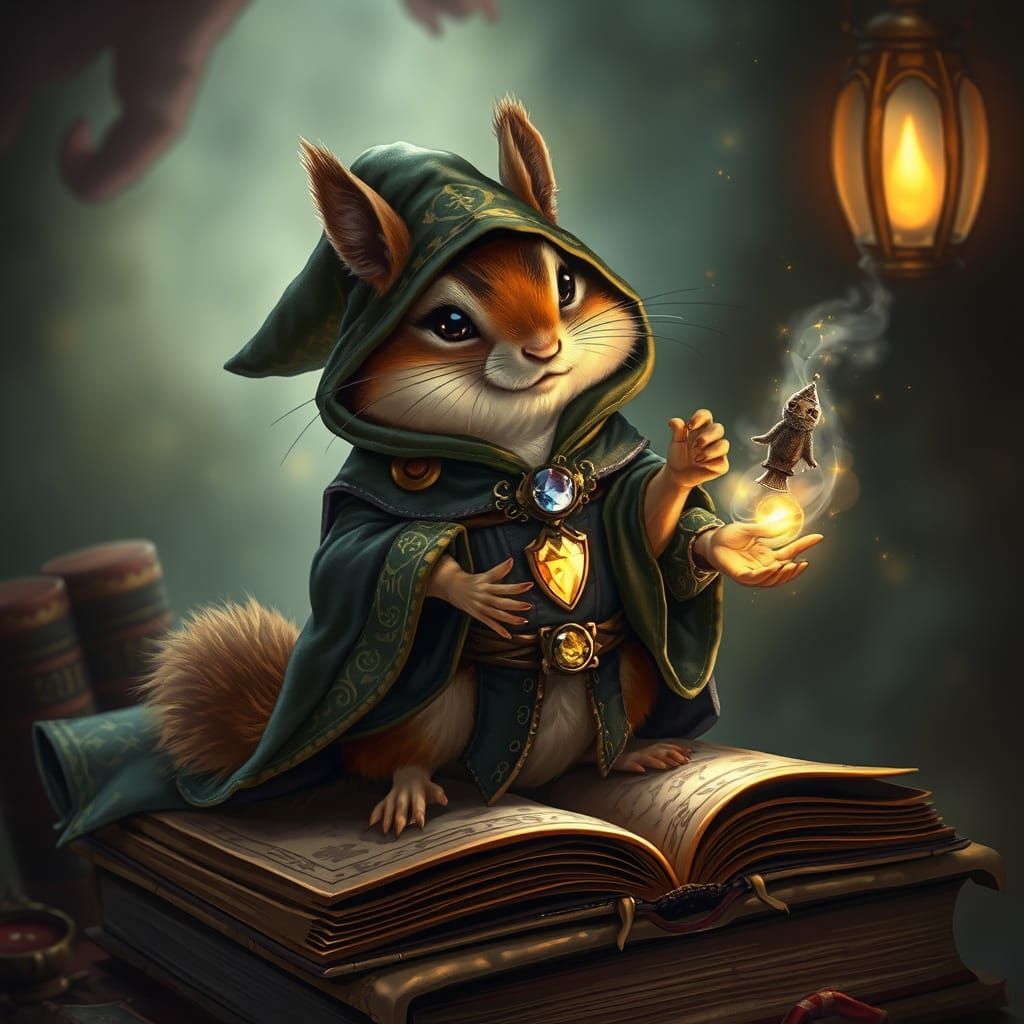 Surreal Chipmunk Wizard Casts Enchanted Spells in Whimsical ...