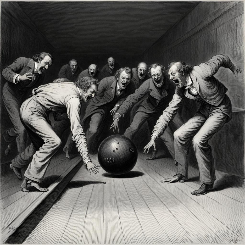 Laughing Bowling Ball Rolls Towards Pins
