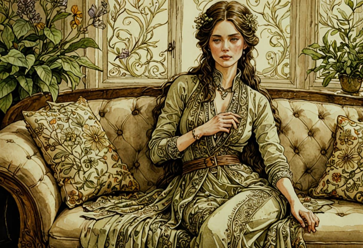 Dreamy Harem Girl in Warm, Golden Lighting