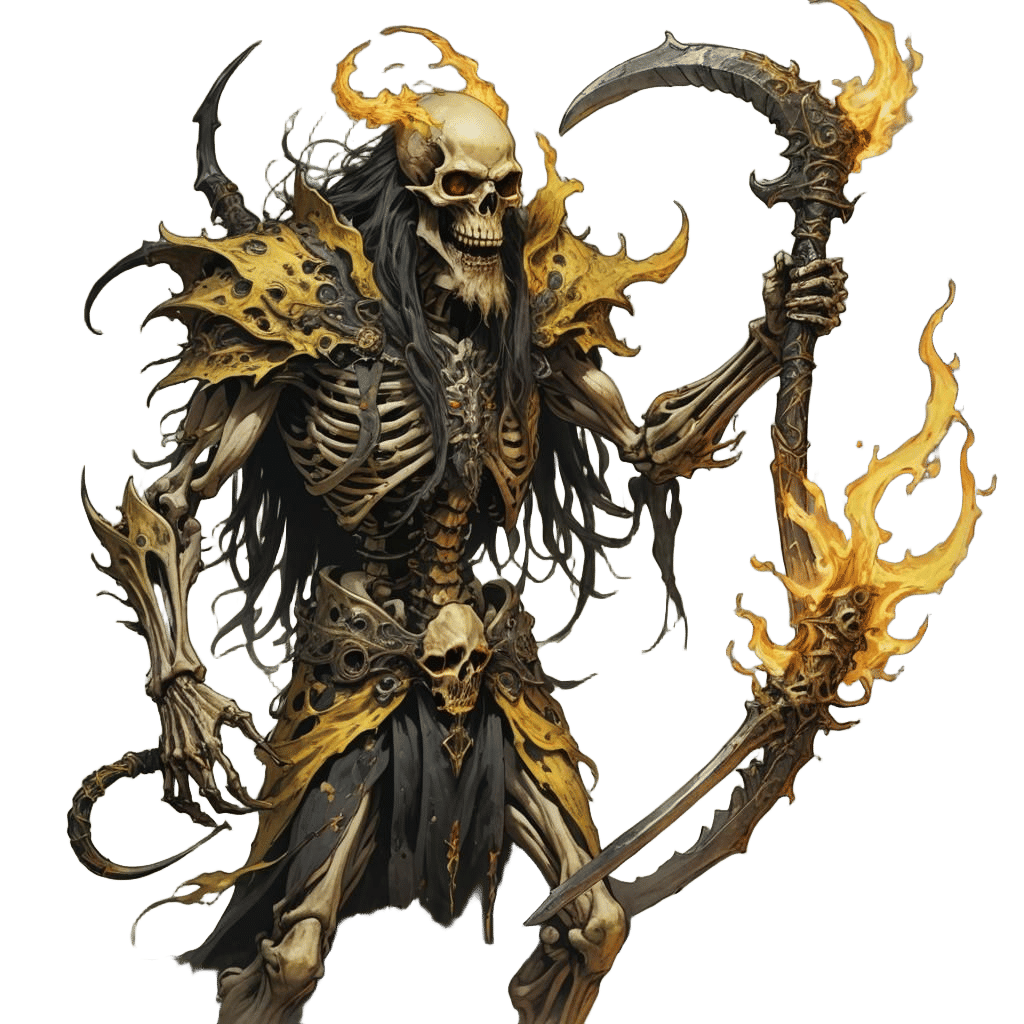 Skeletal Warrior with Glaive and Unholy Flames