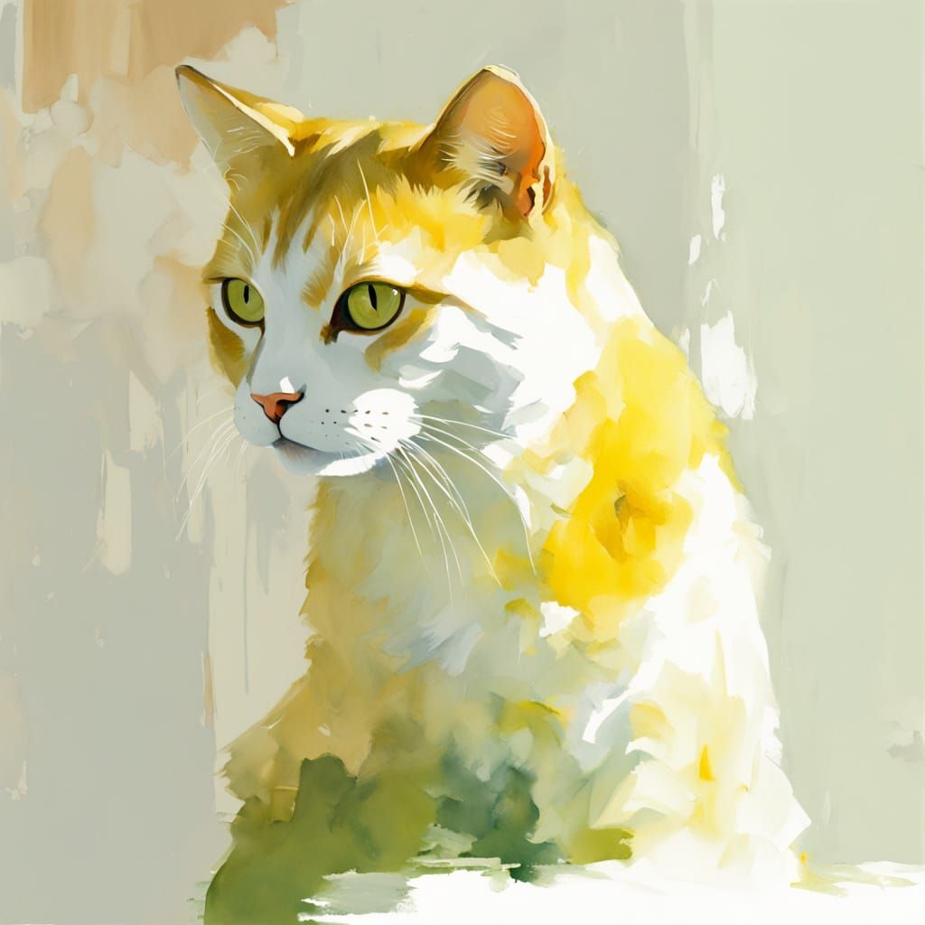 Vibrant Impressionist Cat Hybrid on Windowsill