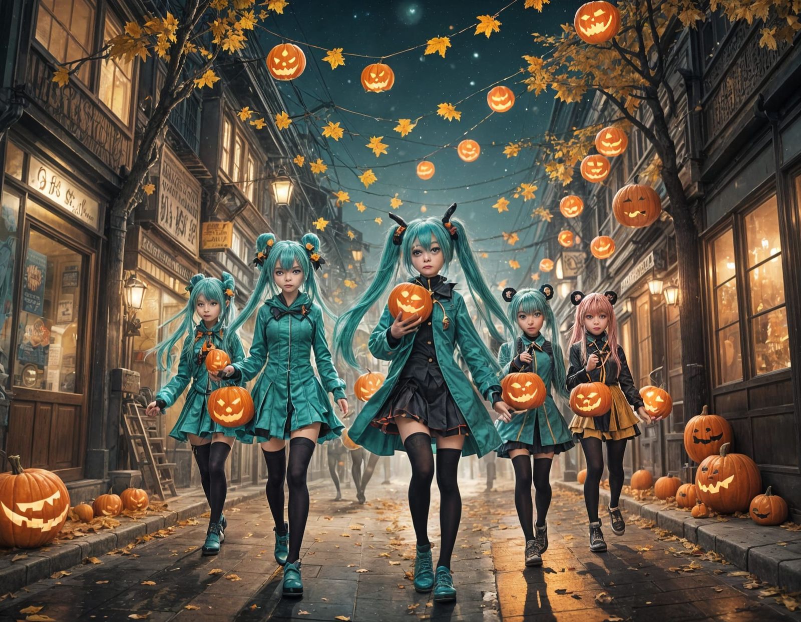 Anime-Style Hatsune Miku Cosplayers Trick-or-Treating