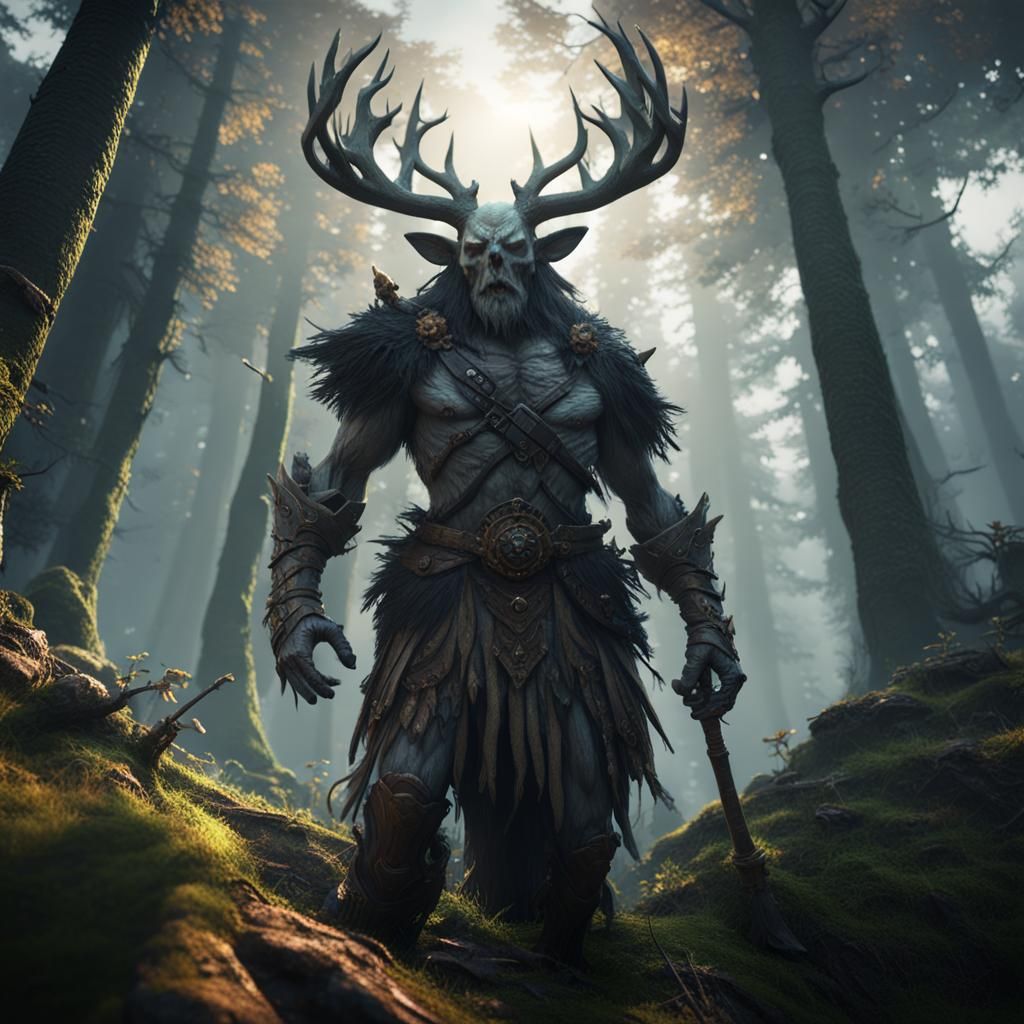 Forest God Confronts Hunters in a 3D Game