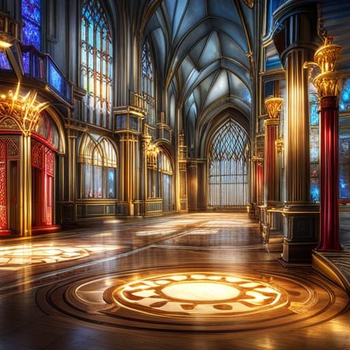 Hyperdetailed Fantasy Building Interior in Crystals