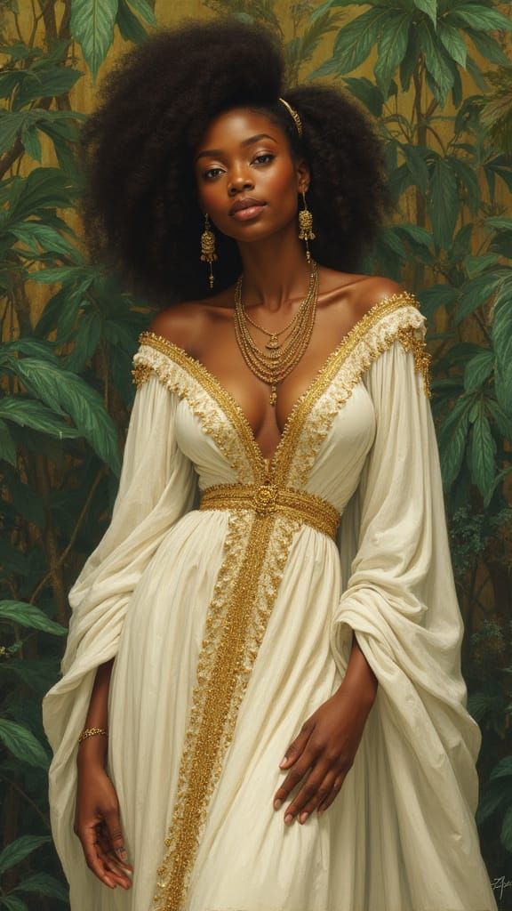 African American Female in Renaissance-Inspired Fantasy Port...