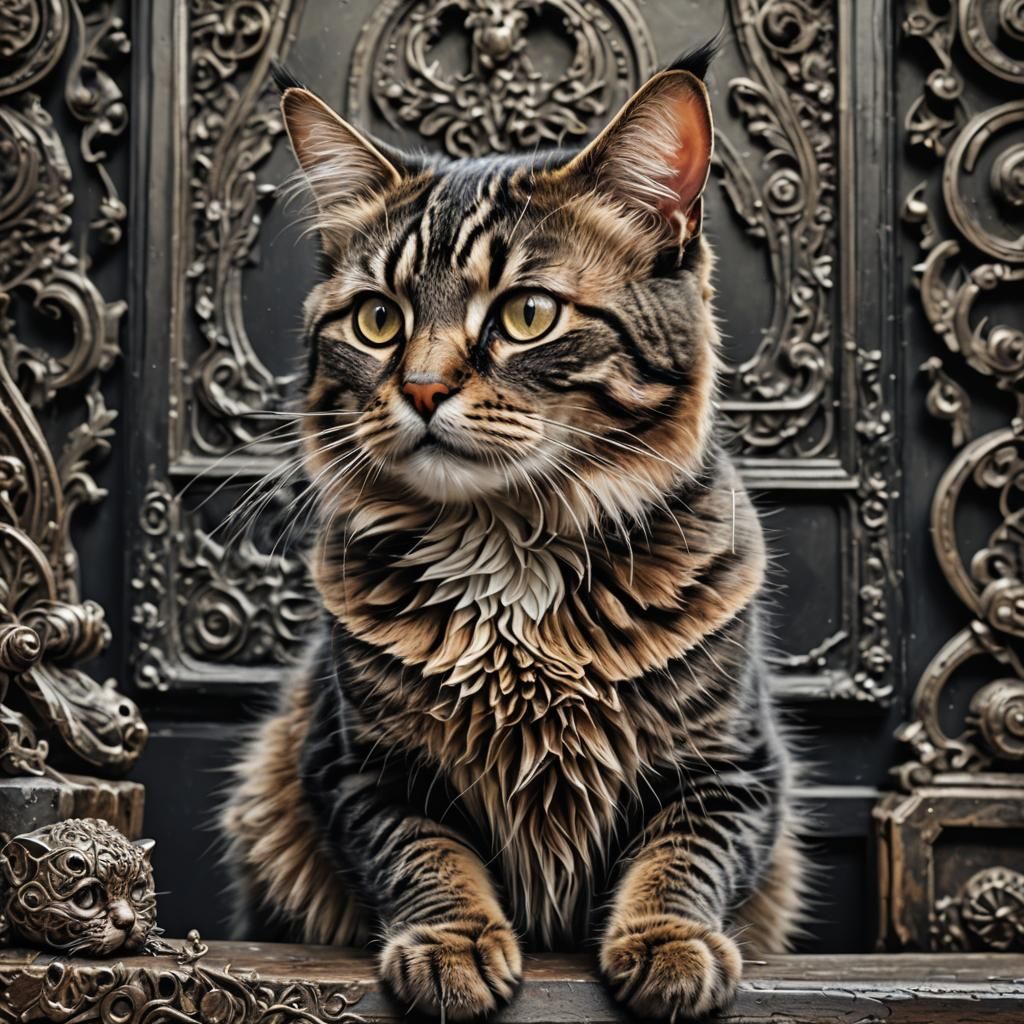 Hyperrealistic Artist Cat with Intricate Details