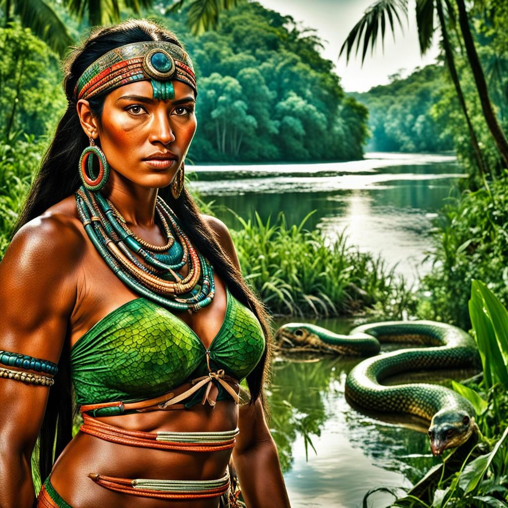 Stunning Brazilian Native Woman in Amazon Jungle