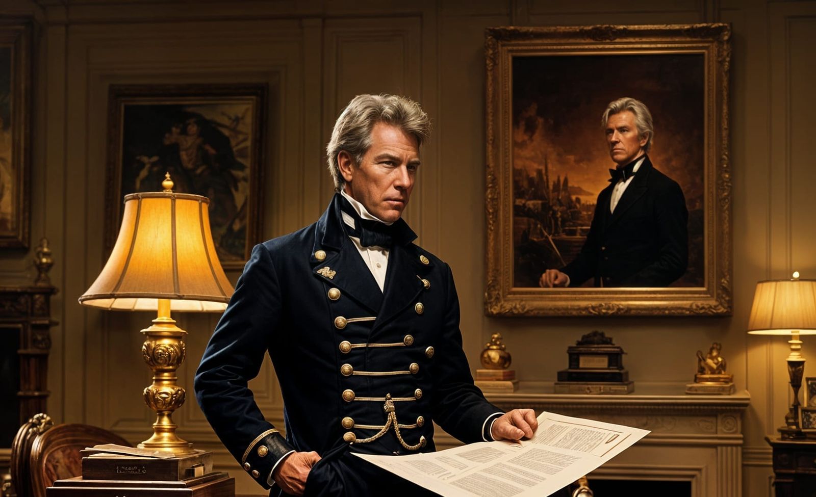 Dennis Quaid as Andrew Jackson in Norman Rockwell Style