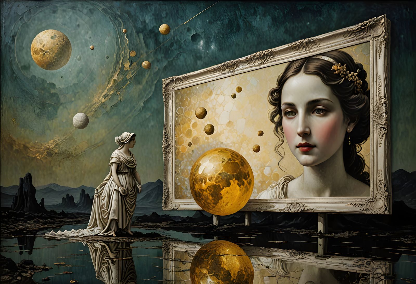 New Life on Venus Oil Painting with Cyber Stipple Sfumato