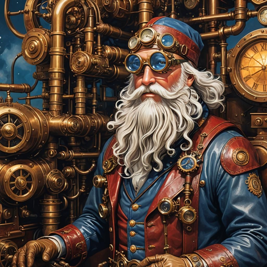 Steampunk Father Christmas with Brass and Clockwork