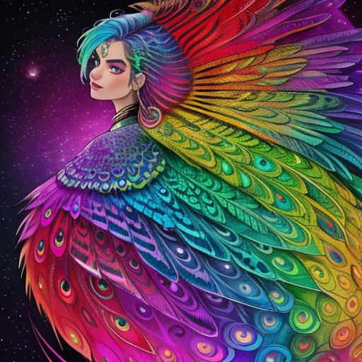 Rainbow Dragon Woman: A Cosmic Holographic Portrait